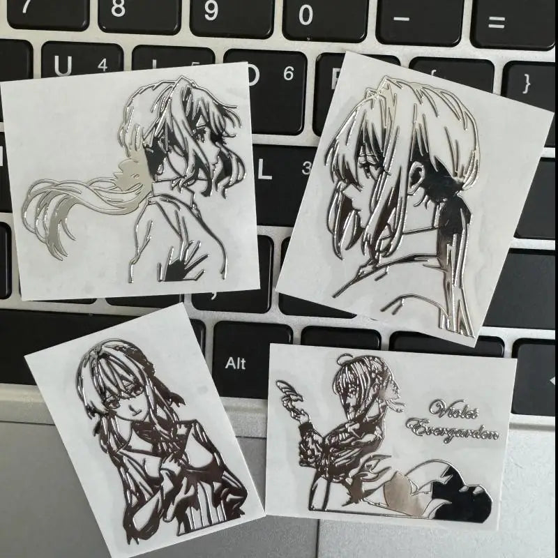 autocollants dessin animé personnage cheveux longs adhésifs métalliques maison téléphone ordinateur miroir