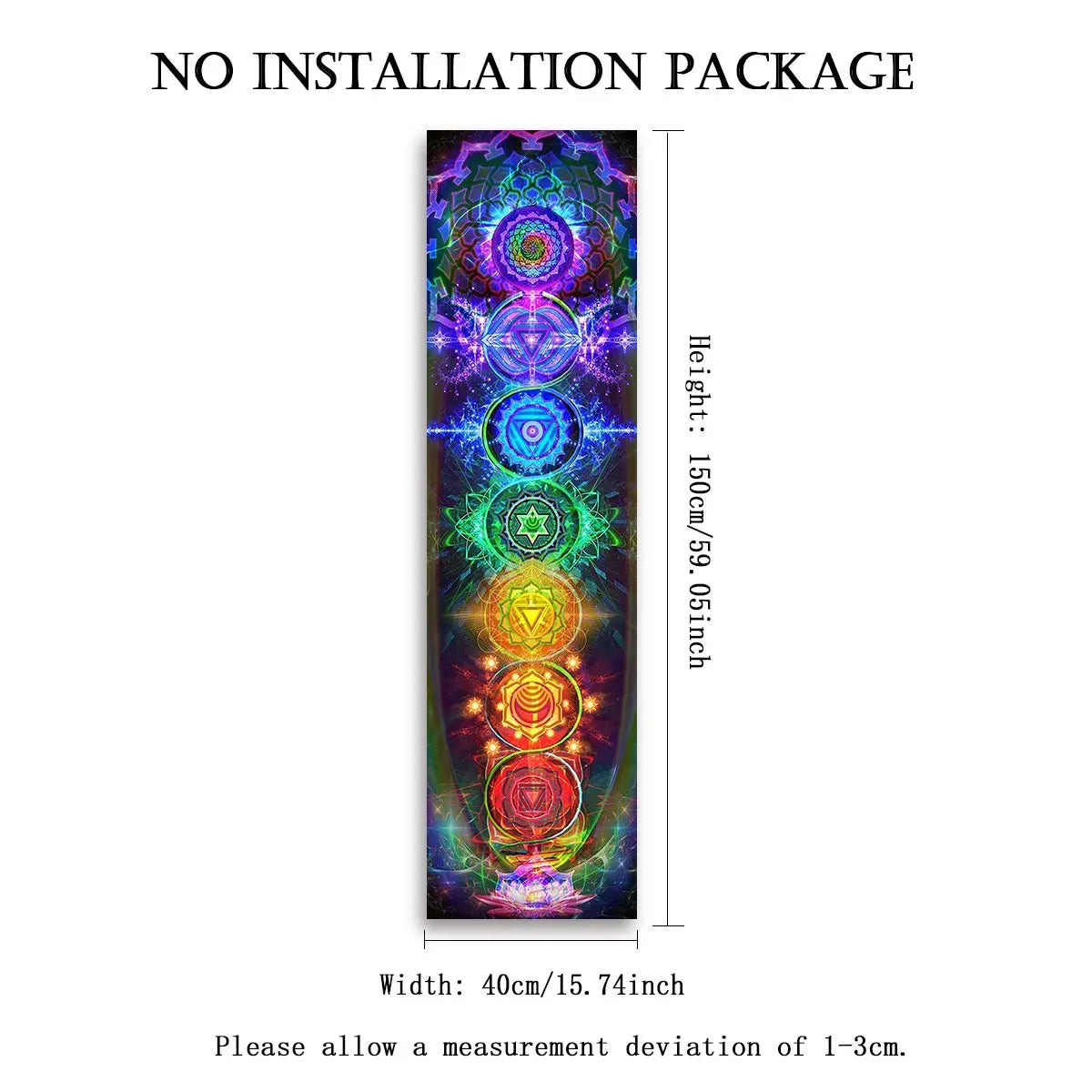 tableau mural multicolore mandala symboles religieux spirituel opaque sans fixation 150cm 40cm