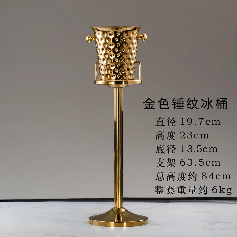 seau glace martelé support trépied métal argent doré vin champagne bar