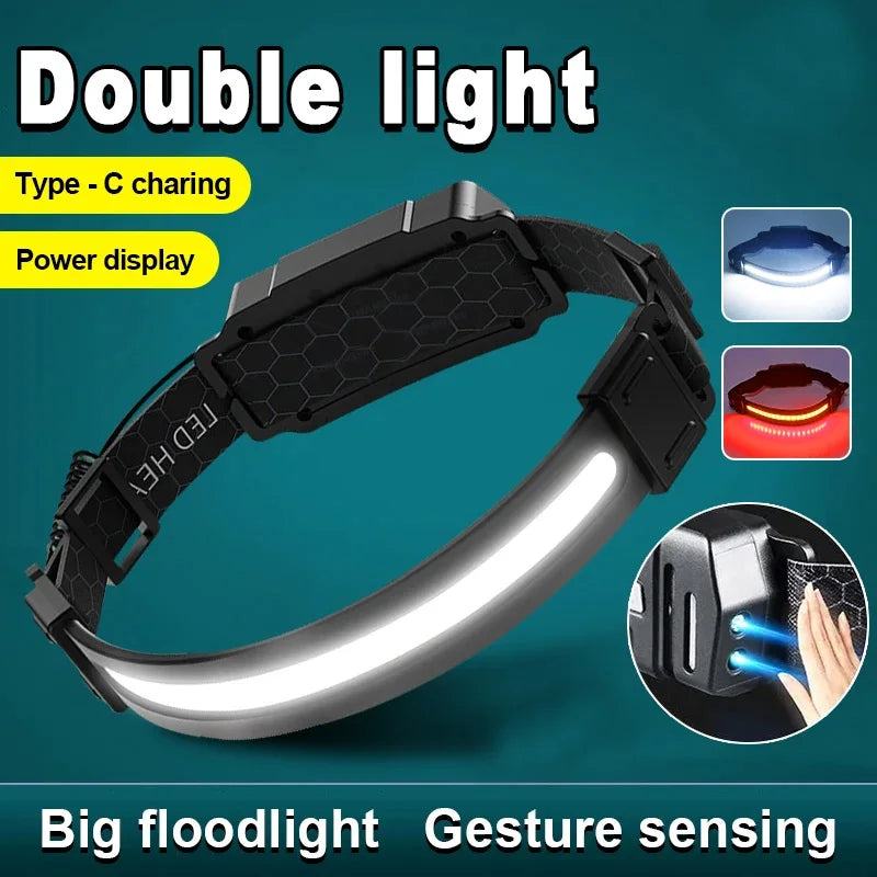 lampe frontale led rechargeable étanche camping pêche course trail hexagonnelle moderne sportive