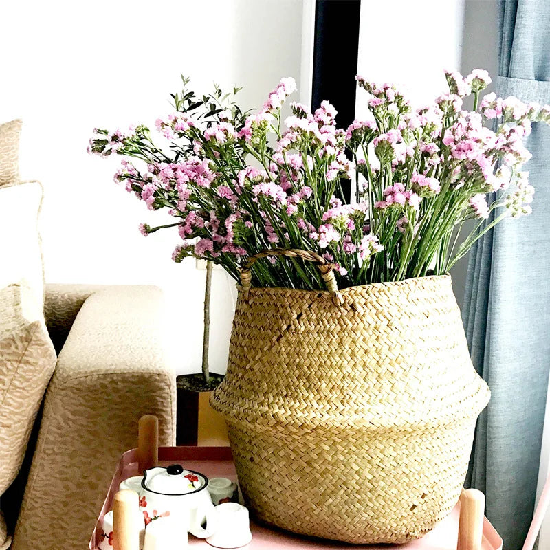 paniers pliables osier naturel rangement stockage respectueux environnement rustique boho chic anneaux métalliques multiplications