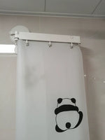 rideau douche blanc panda moderne support mural pliable double ventouse invisible