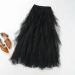jupe tulle plissée élégante noir gris rose translucide classique femme