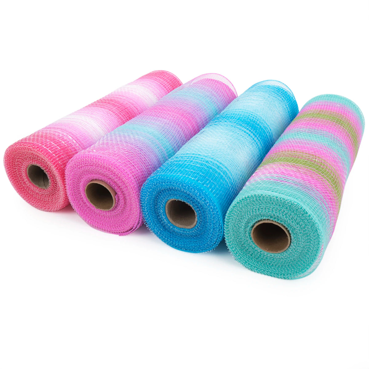ruban filet polyester rayures horizontales rose bleu vert clair moderne 10 pouces large 10