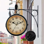 horloge murale double face vintage industrielle cadran transparent effet vieilli gare métal noir