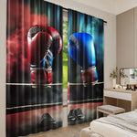 rideaux gants boxe rouge bleu imprimé sportif modernes polyester