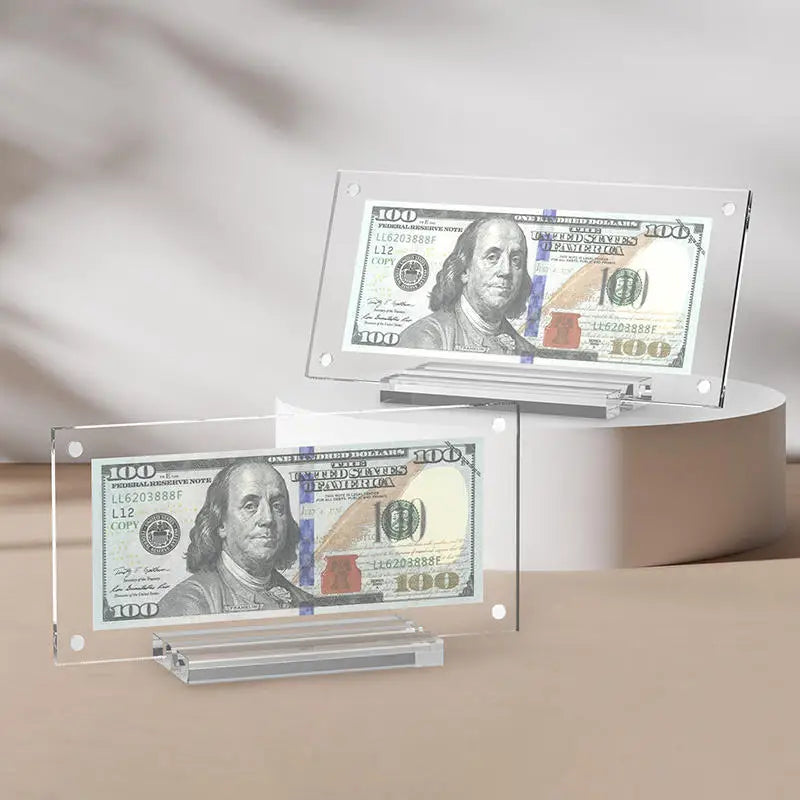Support de collection de billets en plexiglas