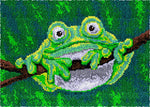 tapis franges grenouille vert jaune blanc kit crochet coeurs love instructions grille artisanal