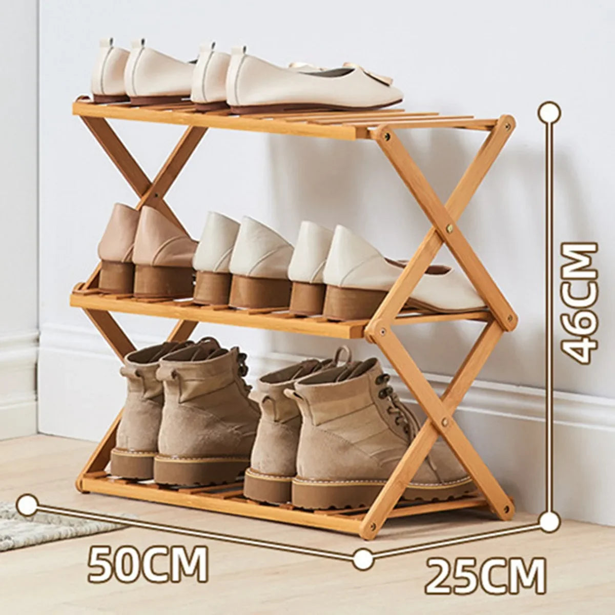 étagère pliable chaussures bois naturel niveaux moderne clips rangement plantes minimaliste