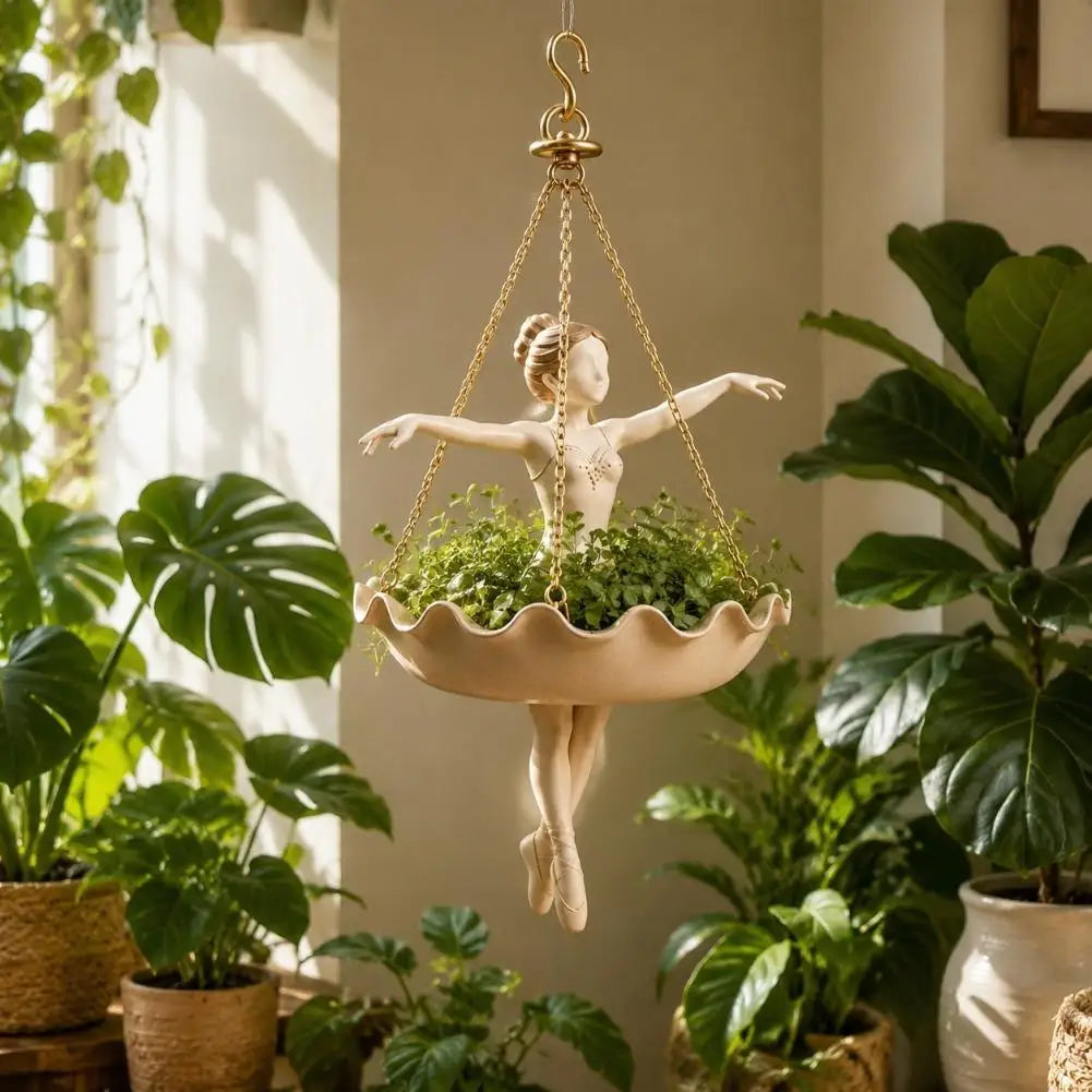 plantes suspendues ballerine sculptée chaîne crochet ondulations pot décoration intérieure balcon véranda