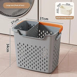 panier linge gris clair moderne poignées capacité grande rangement chambre bain pratique