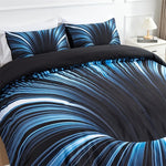 housse couette pièces polyester noir bleu motif vortex moderne taies d'oreiller lit chambre adultes