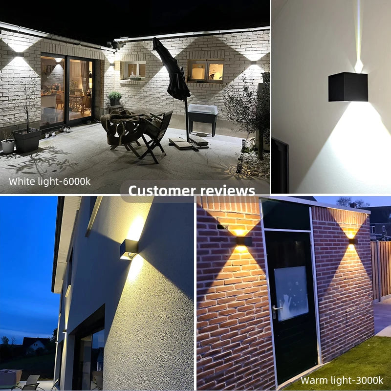 lampe murale moderne led 12w noir mat ip65 verre trempé aluminium