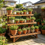 présentoir pliant bois moderne niveaux vis fixations plantes salon balcon 70cm 25cm