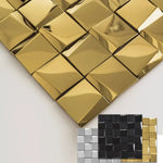 carreaux muraux adhésifs or moderne élégants carrés brillants 29.3cm 29.3cm noir argent