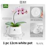 pots orchidées blancs moderne ventilation aération plateaux intérieurs extérieurs