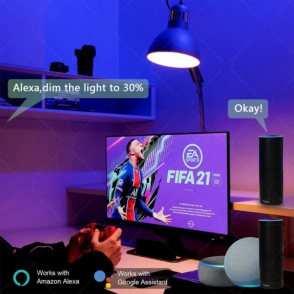 Ampoule LED intelligente blanc moderne culot E27 WiFi ZigBee 50000h SmartThings Alexa Google Assistant
