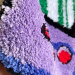tapis géométrique rétro console jeux violet noir blanc vert rouge bleu imperméable antidérapantversibleextérieur
