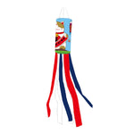 Éventail vent koinobori japonais motifs maneki neko rubans colorés bleu marine rouge blanc
