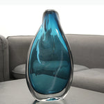 vase moderne transparent bleu marbré décoration intérieure fleur artificielle arrangement table