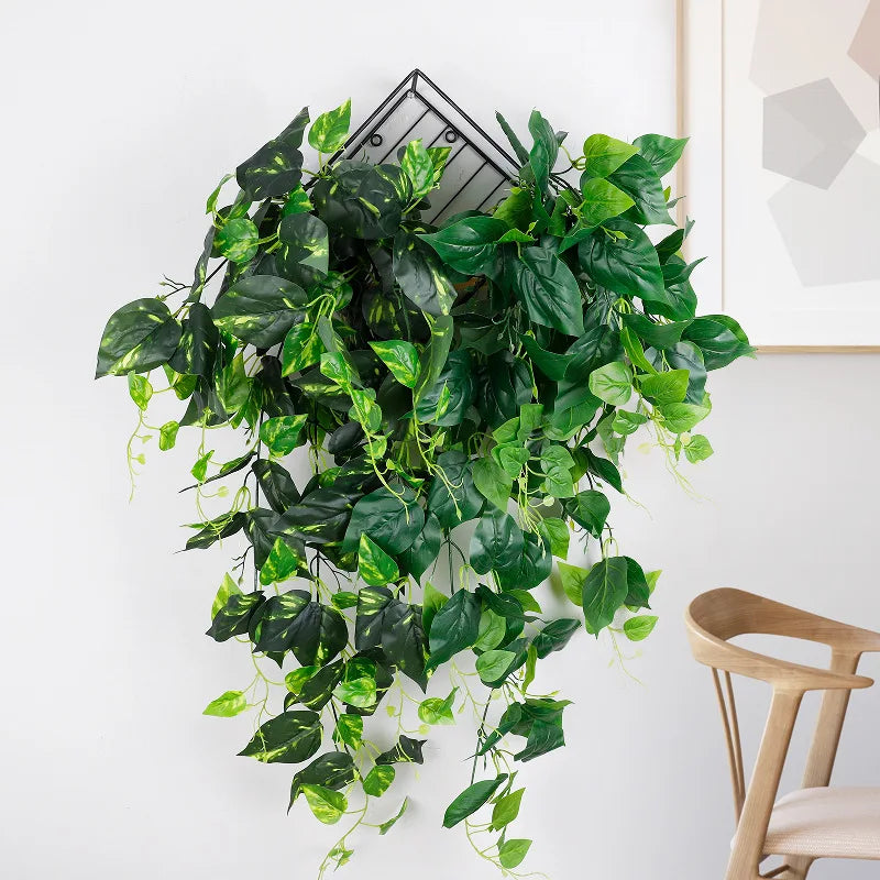 décoration intérieure plante artificielle feuilles vertes clips métalliques accrochées moderne minimaliste 100cm 2pièces