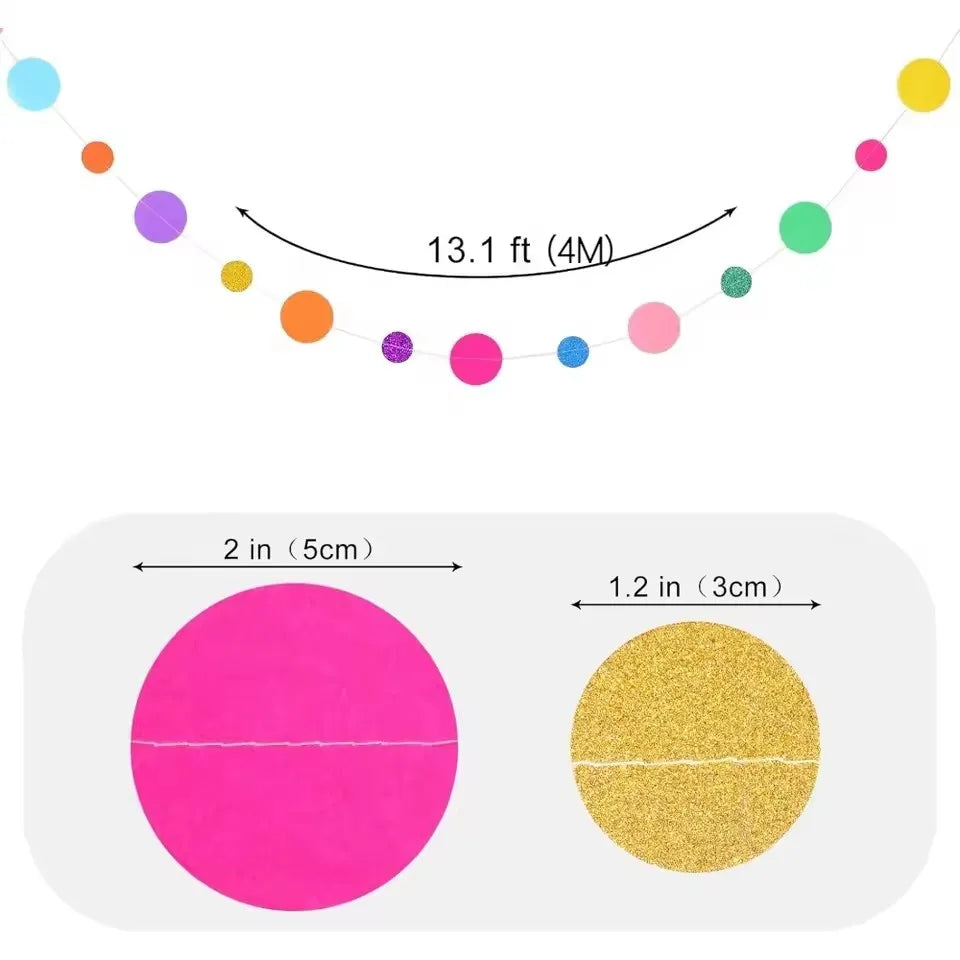 guirlande cercles colorés festifs anniversaire mariage noël enfantins pailletés opaques fil transparent