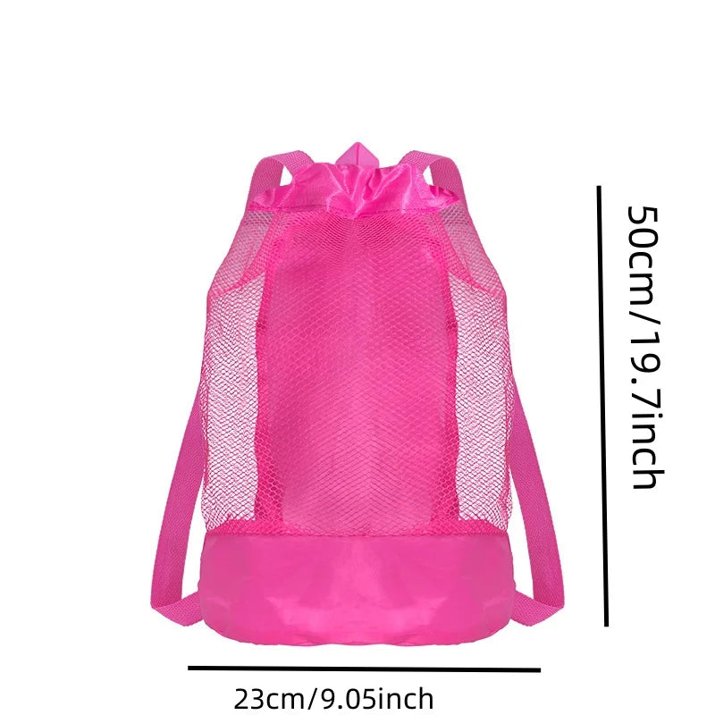 sac dos réutilisable polyestère maille rose bleu vert clair moderne fermeture éclair poche cordon