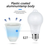 ampoules led detecuteur mouvement auto intelligent infrarouge blanc mat moderne e27 6w 9w 12w