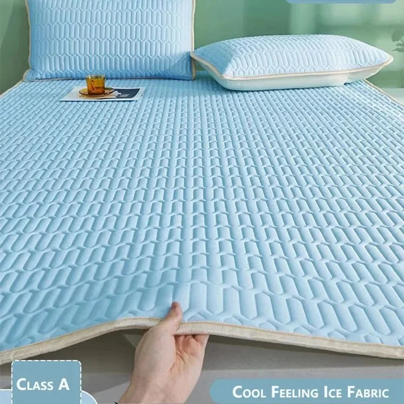 matelas doux bleu clair motif hexagonal texture soie moderne coussin non slip latex