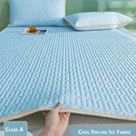 matelas doux bleu clair motif hexagonal texture soie moderne coussin non slip latex