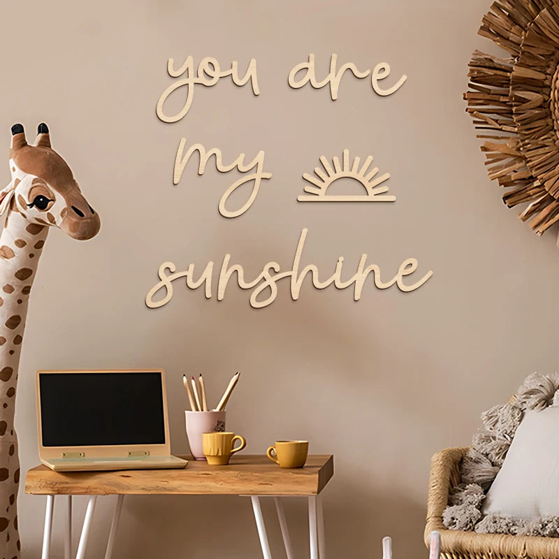 lettres murales bois moderne you are my sunshine naturel minimaliste