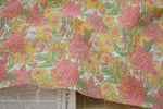 tissu polyester imprimé floral blanc rose jaune vert protection uv bricolage opacité largeur 144cm
