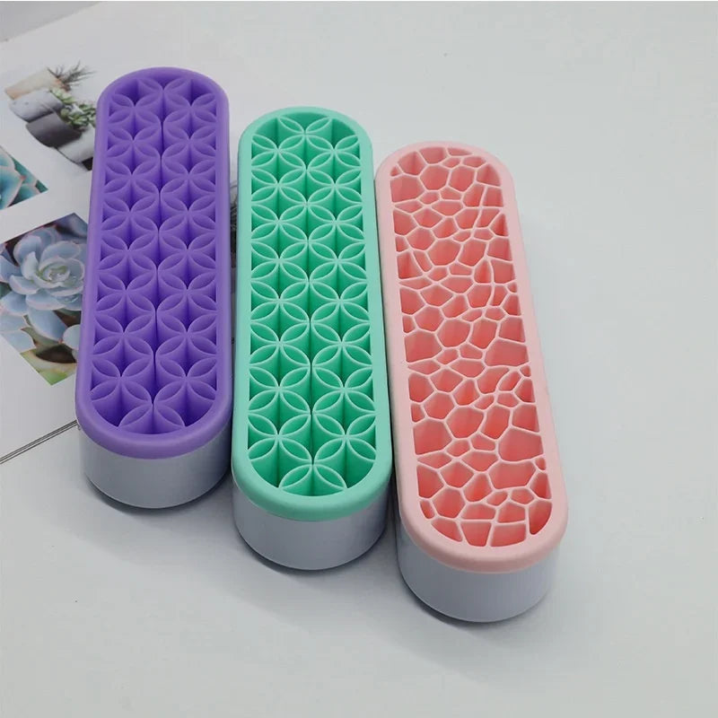 porte brosses cosmétiques violet vert rose motif géométrique moderne adhésif imperméable Brosse maquillage tube