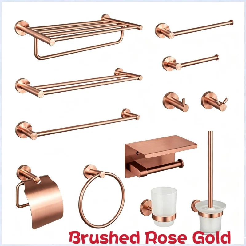 accessoires salle bain rose gold moderne porte serviettes porte papier toilette brosse wc patère