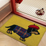 tapis cartoon antidérapant chien lunettes béret moderne salon enfant Jaune Noir Rouge Bleu