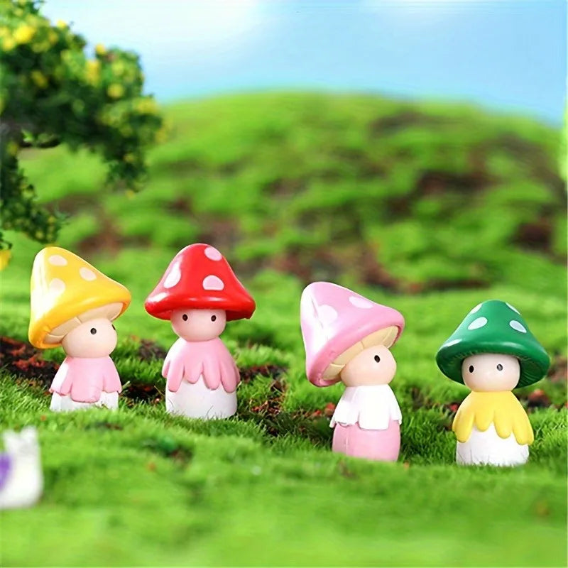 figurines champignons decoratives miniatures fantaisistes couleurs vives decoration jardin personnages feeries pvc