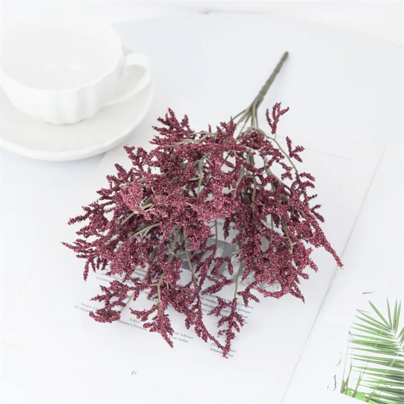bouquet artificiel moderne fleurs mixtes couleurs chaudes herbe soie décoration table événement mariage