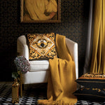 coussins décoratifs velours or motifs géométriques abeilles brodées luxueux salon chambre voiture