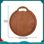 planche découper bois naturelle rustique poignées circulaires fourchette cuillère tartine pain