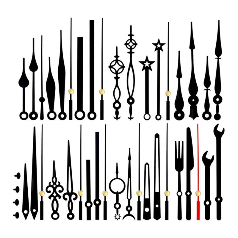 aiguilles montre réparations horlogerie classique or noir élégantes différentes formes motifs décoratifs fixations mouvement
