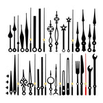 aiguilles montre réparations horlogerie classique or noir élégantes différentes formes motifs décoratifs fixations mouvement