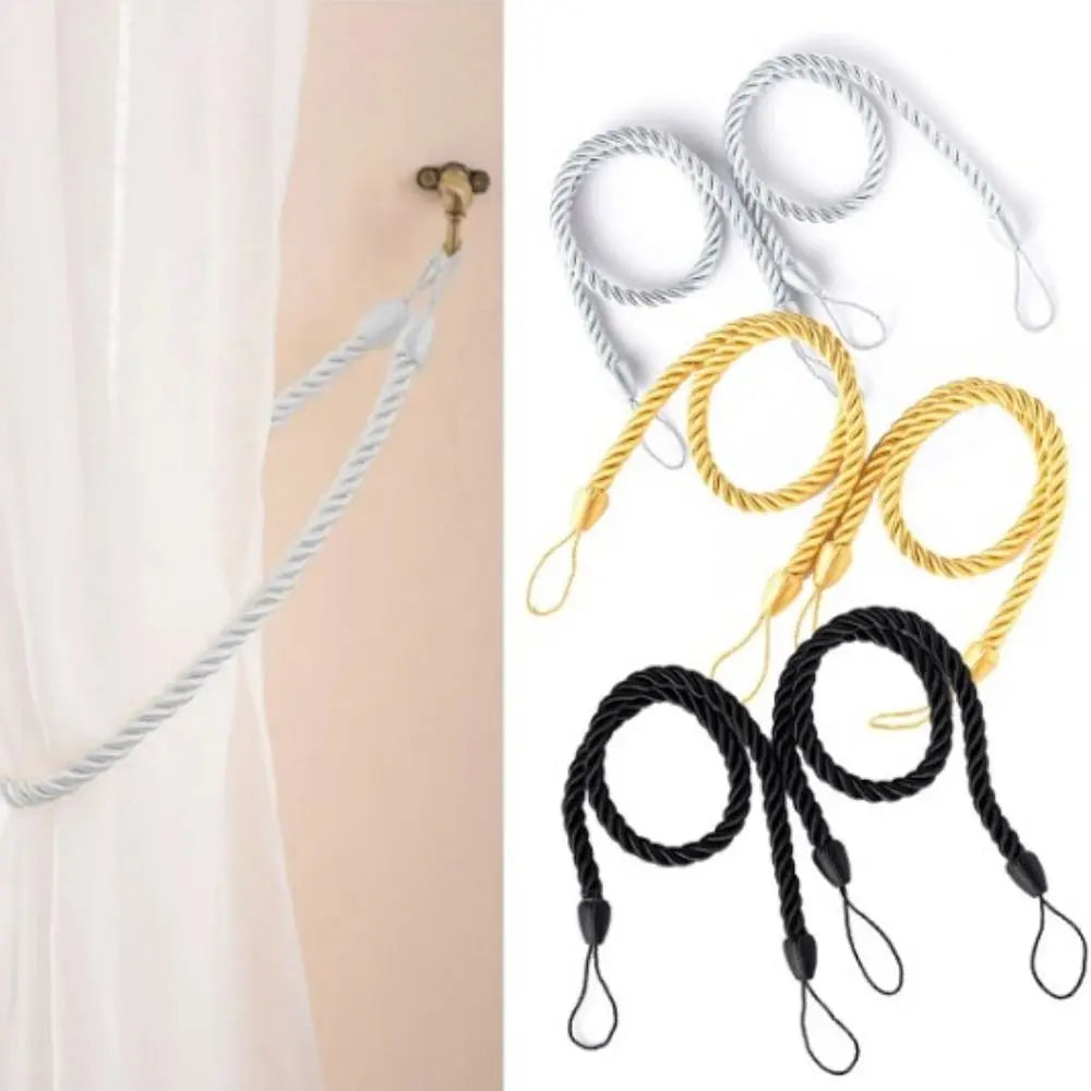 corde torsadée anneau rideau fixations tissu coton noir blanc gris rouge vert classique