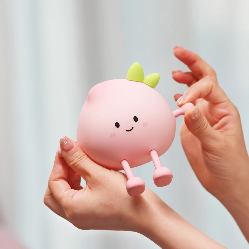 lampe nuit enfant rechargeable usb led souriante dessin animé rose clair joues rouges feuilles