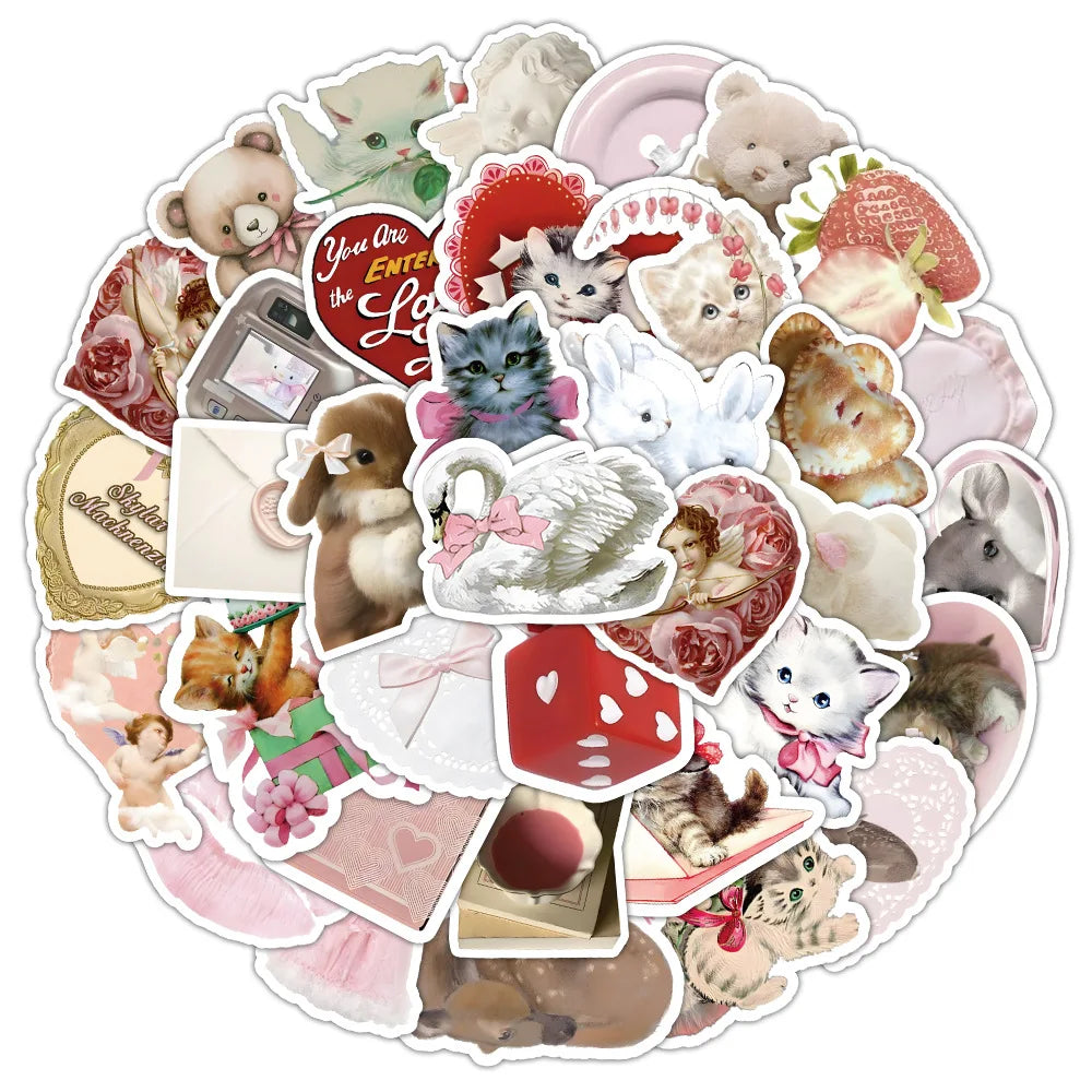 Stickers adhésifs waterproof réutilisables motifs fleurs animaux coeurs 10pc 30pc 50pc 100pc