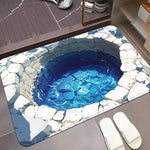 tapis moderne antidérapant polyester bleu gris piscine naturelle extérieur 80x120cm