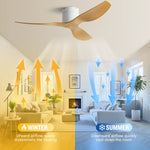 ventilateur blanc grain bois moderne 45 52 pouces télécommande silencieux