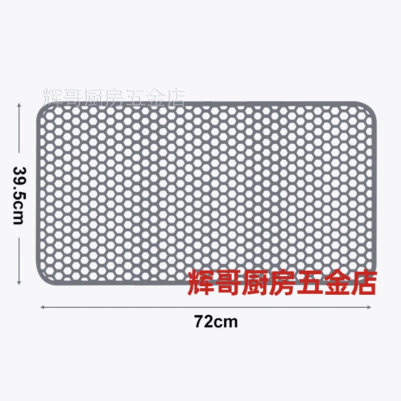 tapis protection silicone moderne gris perforations antidérapant cuisine vaisselle fond évier résistance chaleur