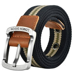 ceinture unisexe toile rayée beige marron décontracté boucle métalliqueOutdoor sports chasse ACCESSOIRES jeans