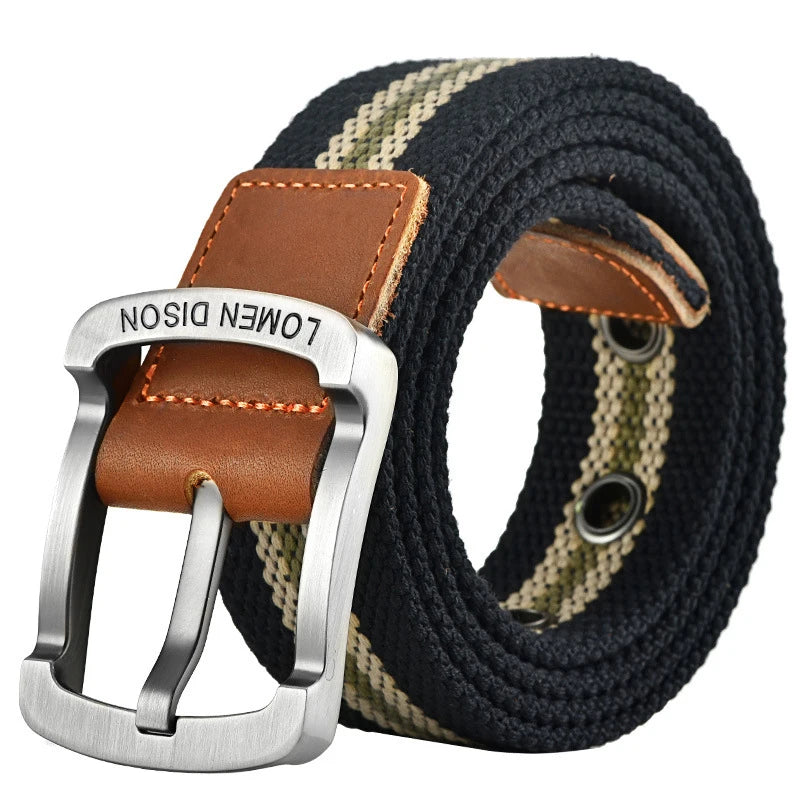ceinture unisexe toile rayée beige marron décontracté boucle métalliqueOutdoor sports chasse ACCESSOIRES jeans