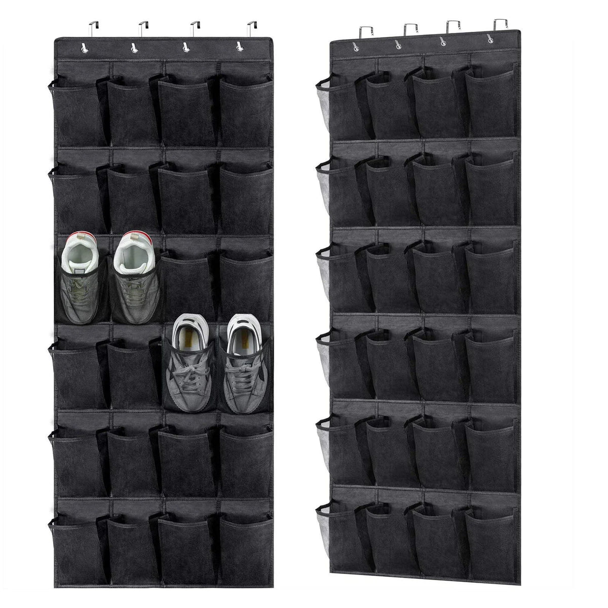 organisateur mural chaussures compartiments tissu polyestère clips suspendus moderne fonctionnel noir pliable